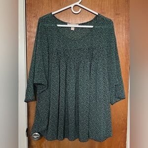 MICHAEL Michael Kors green/black blouse top pop-over EUC 2X